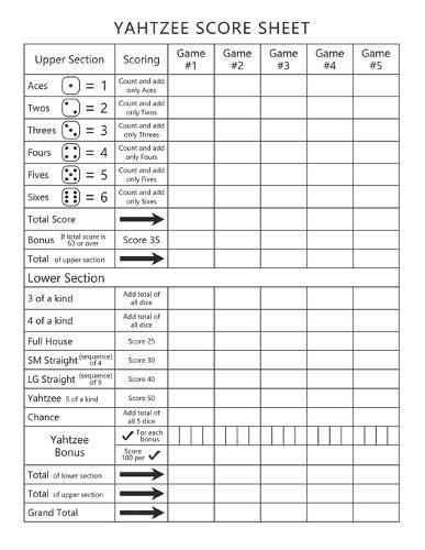yahtzee score sheet yahtzee score record get organized your scores by tanya zapata readings com au