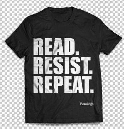 Readings read resist repeat black t-shirt (women's small)