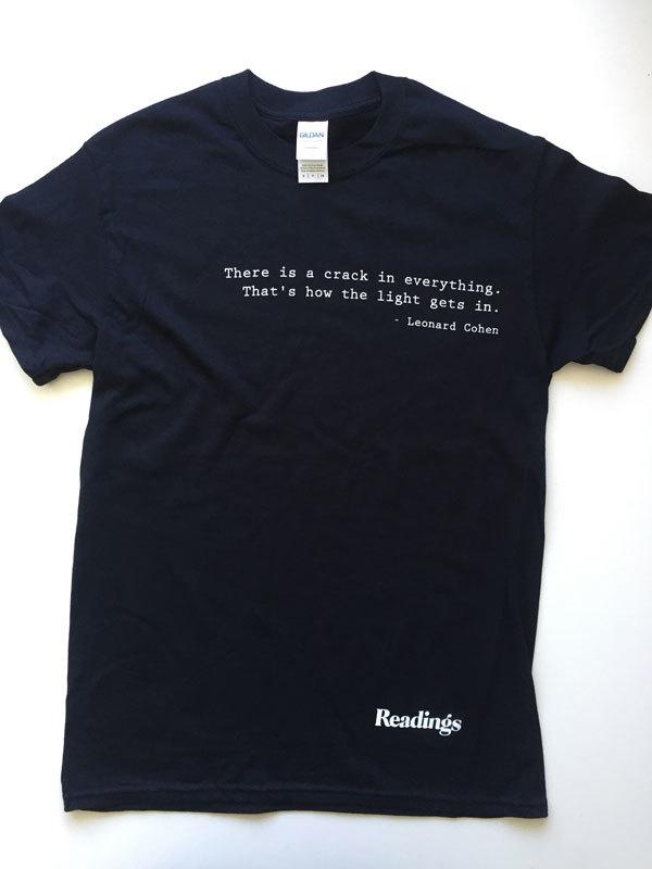 Readings Leonard Cohen t-shirt black (women's small)