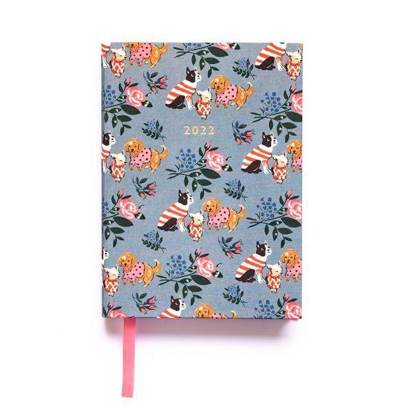 Cath Kidston A6 Linen Blue Floral Dogs Weekly 2022 Diary